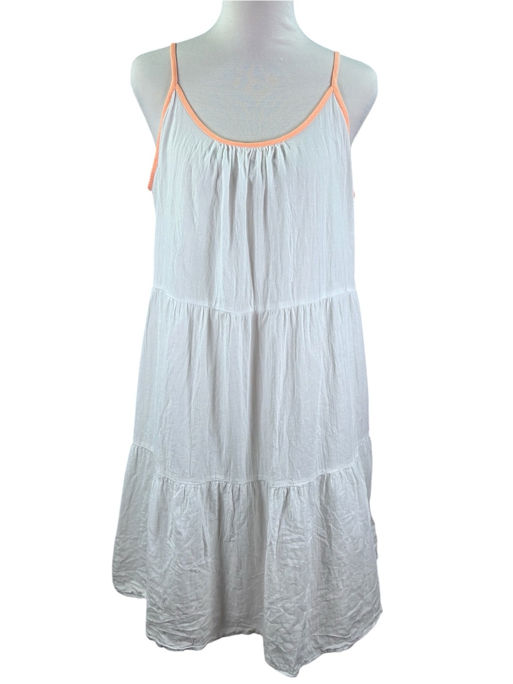 Aerie Tiered Cotton Sundress Women’s XL White Tassel Trim Beach Coastal